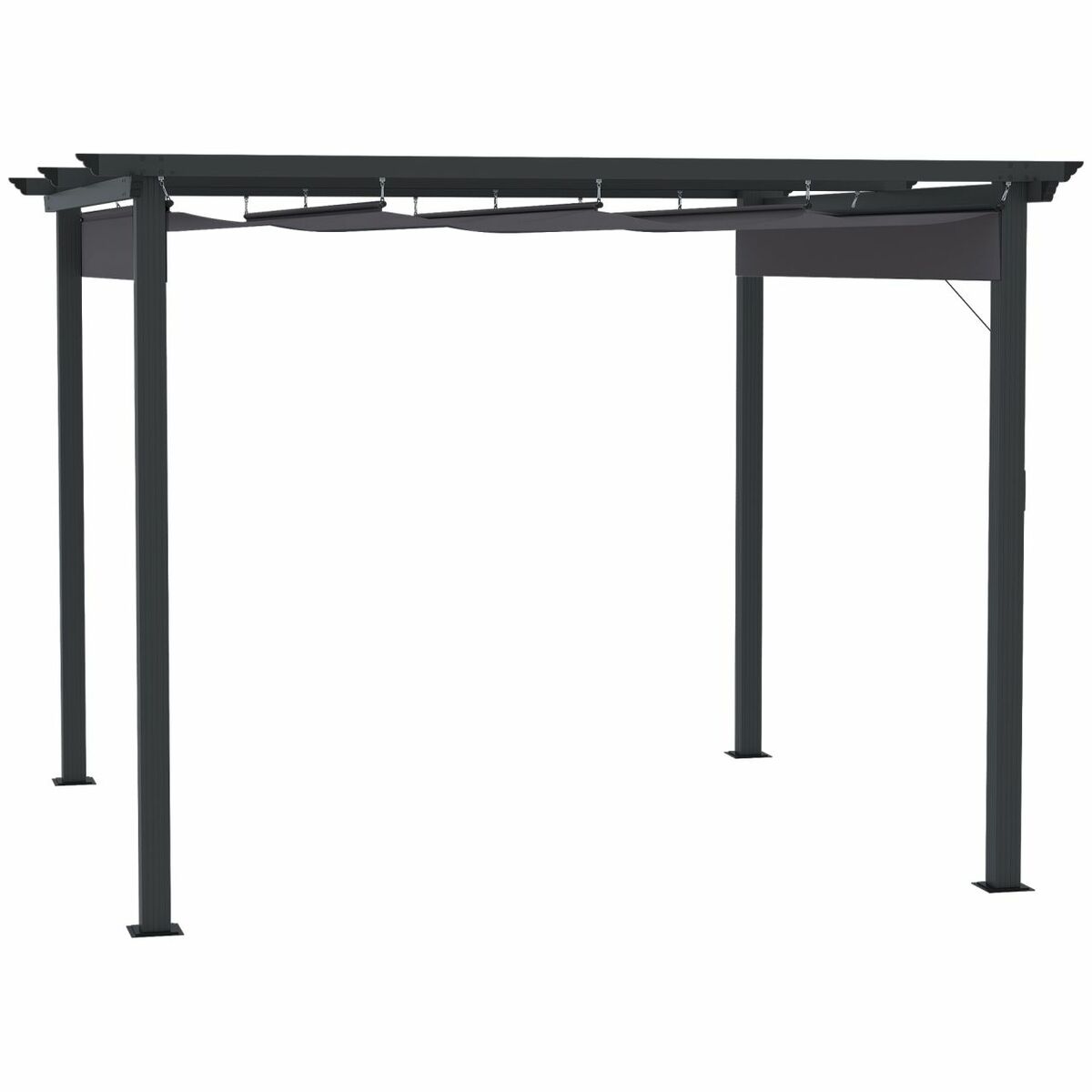 Bild 1 von Outsunny Pergola 3 x 3 m Pavillon Terrassenüberdachung mit Schiebedach Aluminium Polyester Grau