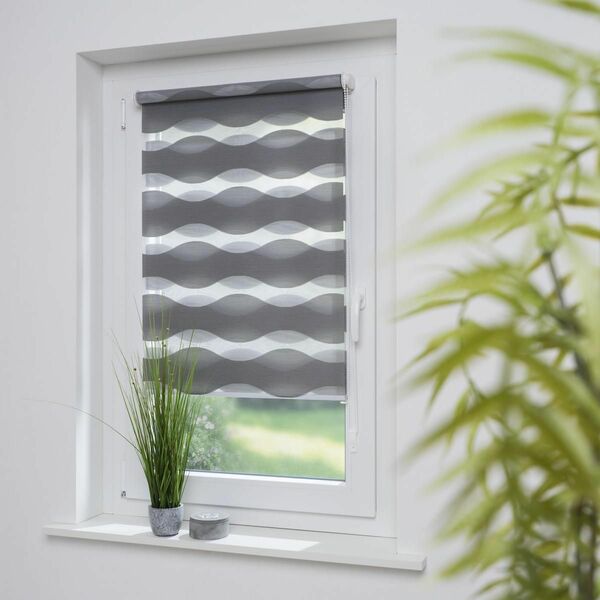 Bild 1 von Bella Casa Klemmfix Duo-Rollo 90 x 210 cm "wave" grau