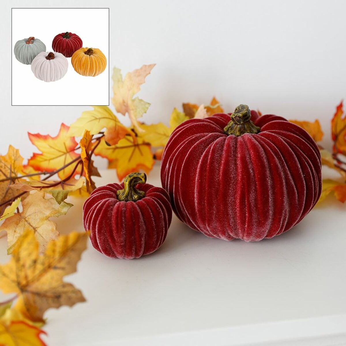 Bild 1 von Deko-Kürbis mit Samtüberzug 16cm