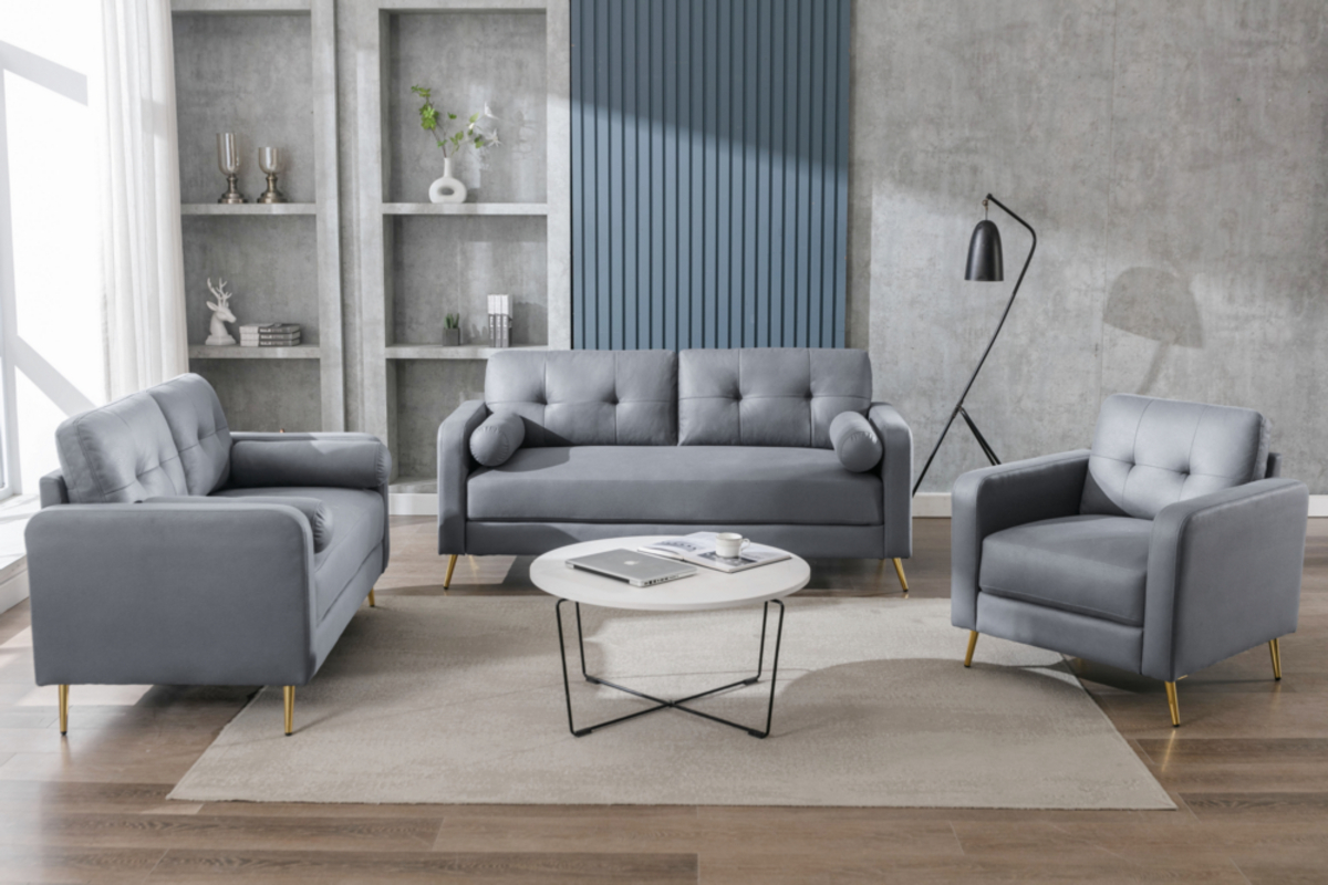 Bild 1 von Happy Home Sofaset 3tlg. Couchgarnitur 3-2-1-Sitzer grau