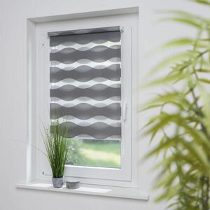 Bella Casa Klemmfix Duo-Rollo 60 x 150 cm "wave" grau