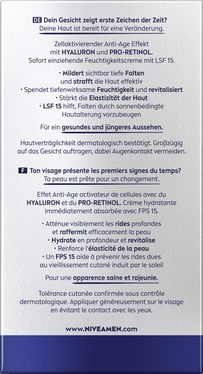 Bild 2 von NIVEA MEN Anti-Age Hyaluron Feuchtigkeitspflege LSF 15