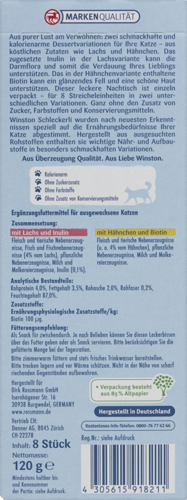 Bild 2 von Winston Schleckerli 4x mit Lachs & Inulin, 4x mit Hähnchen & Biotin