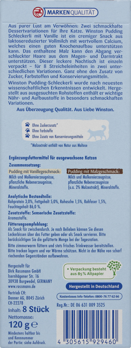 Bild 2 von Winston Pudding-Schleckerli 4x Pudding mit Vanillegeschmack, 4x Pudding mit Malzgeschmack