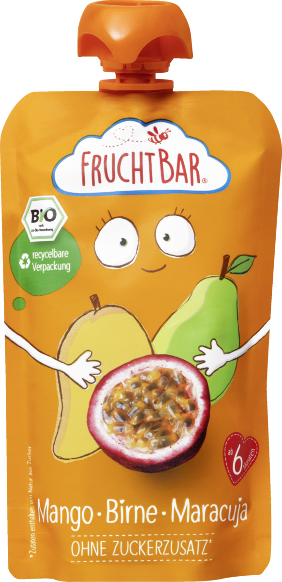 Bild 1 von FruchtBar Bio Fruchtpüree Mango, Birne, Maracuja