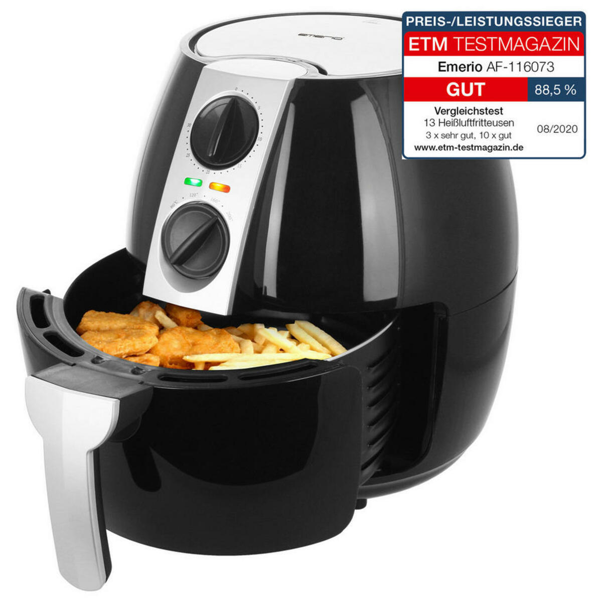 Bild 1 von Emerio Heißluftfritteuse AF-116073 schwarz Kunststoff B/H/T: ca. 29x34x33 cm ca. 4,5 l
