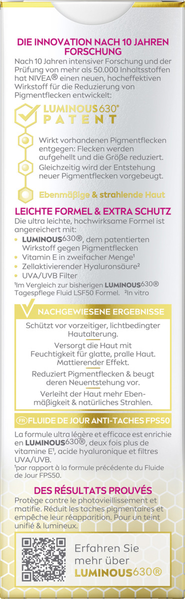 Bild 2 von NIVEA Cellular Luminous630° Anti-Pigmentflecken Tagespflege Fluid LSF 50