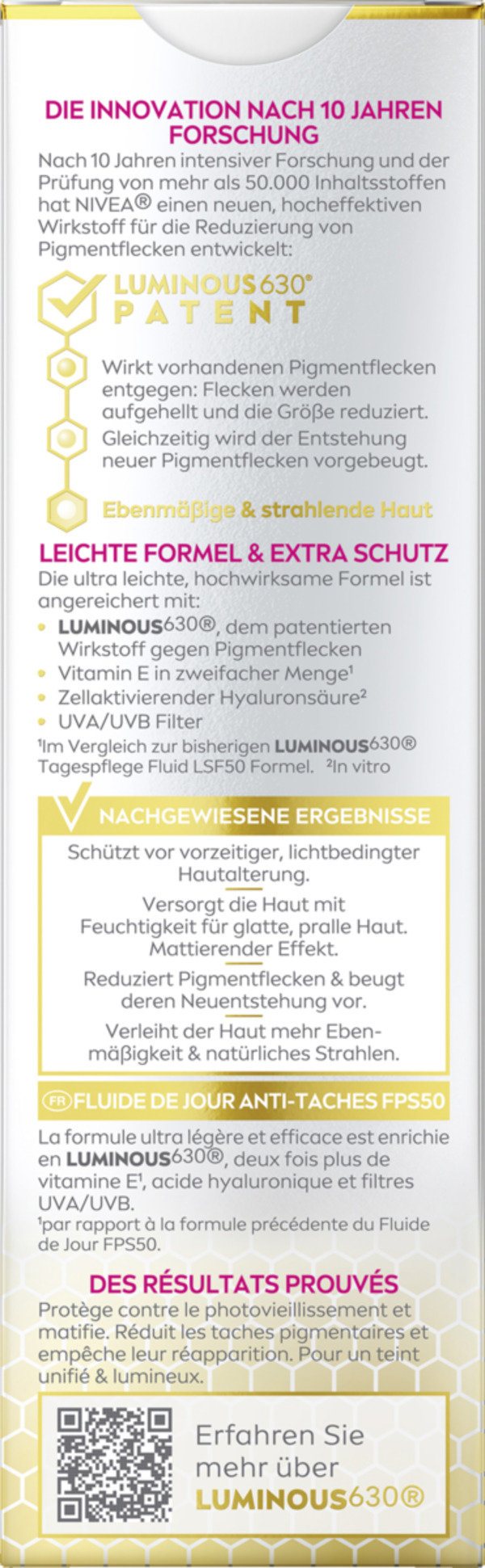 Bild 2 von NIVEA Cellular Luminous630° Anti-Pigmentflecken Tagespflege Fluid LSF 50