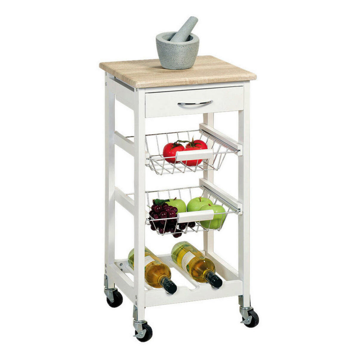 Bild 1 von Kesper Küchenwagen weiß Holz B/H/T: ca. 36x77x36 cm