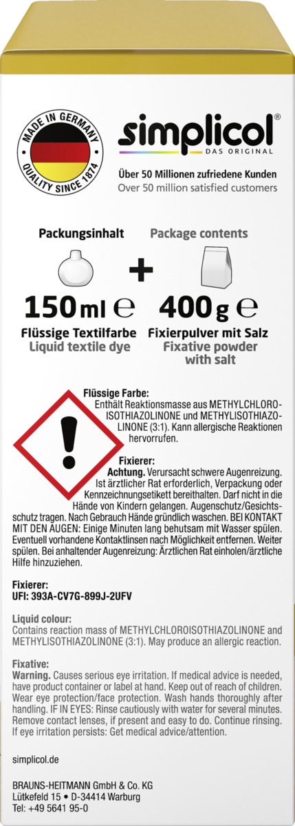 Bild 2 von simplicol Textilfarbe Intensiv Senf Gelb