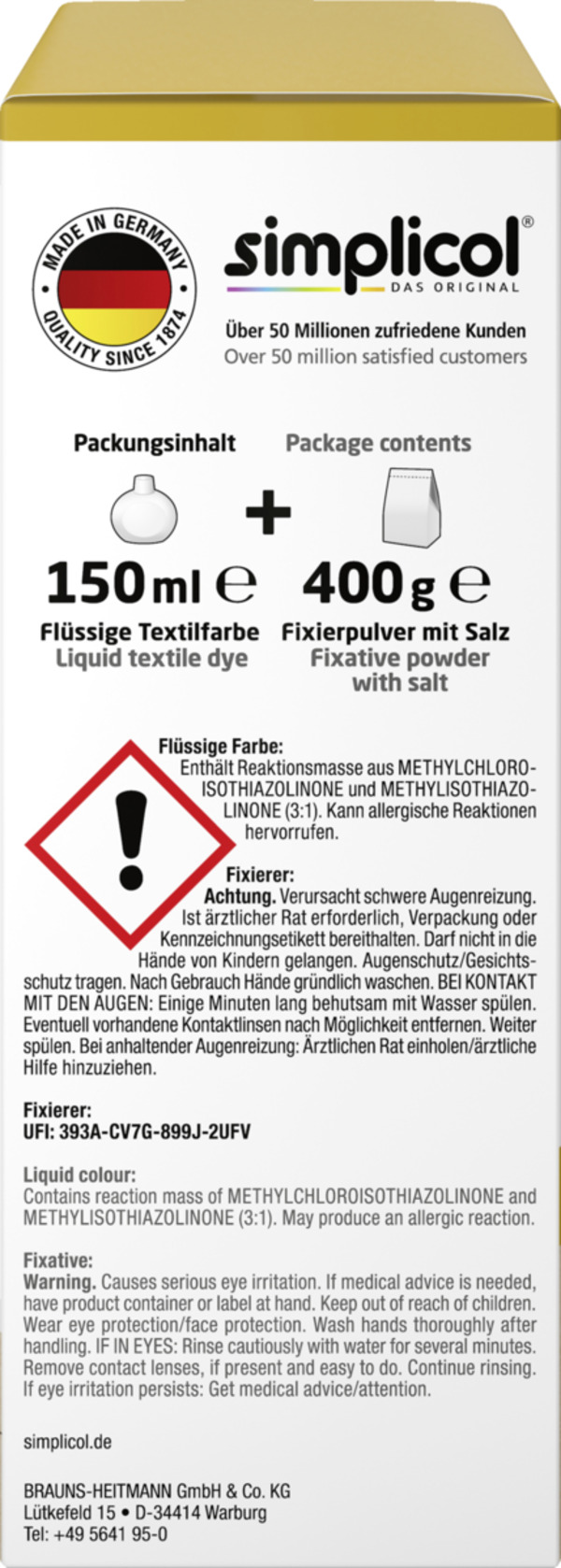 Bild 2 von simplicol Textilfarbe Intensiv Senf Gelb