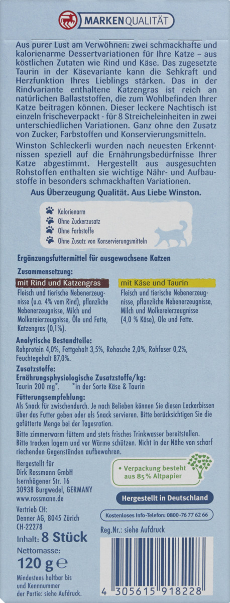 Bild 2 von Winston Schleckerli 4x mit Rind & Katzengras, 4x mit Käse & Taurin
