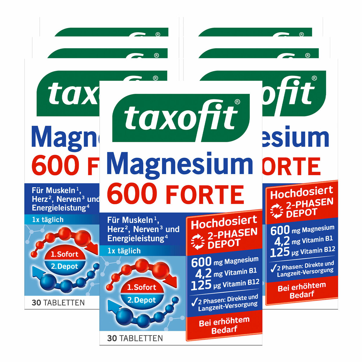 Bild 1 von taxofit Magnesium 600 Forte Depot Tabletten 30 Stück 51,2 g, 7er Pack
