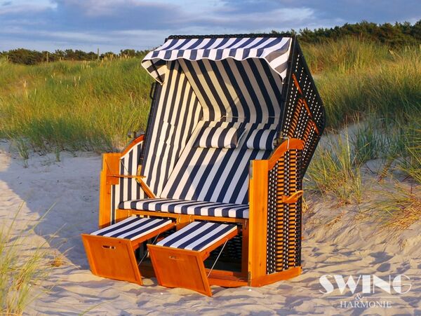 Bild 1 von Swing&Harmonie LED - Strandkorb XXL - 118cm inkl. Abdeckcover Volllieger Ostsee Sonneninsel Rattan Möbel Polyrattan - versch. Ausführungen