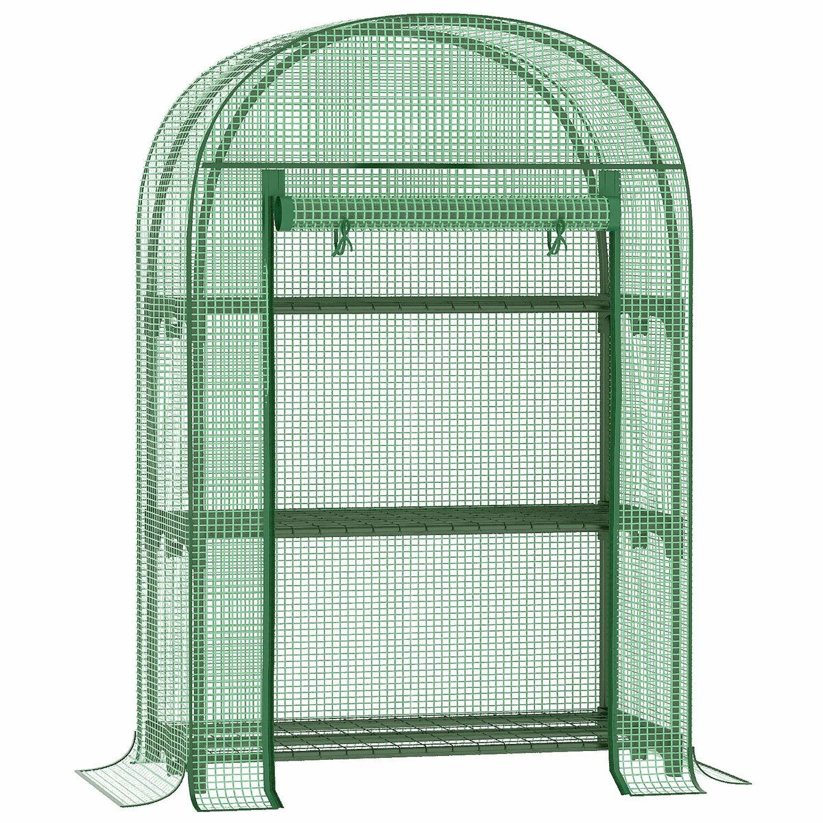 Bild 1 von Outsunny Foliengewächshaus mit Blumenregale & einer Rolltür grün 80L x 49B x 120H cm | grünhaus  treibhaus  pflanzenhaus