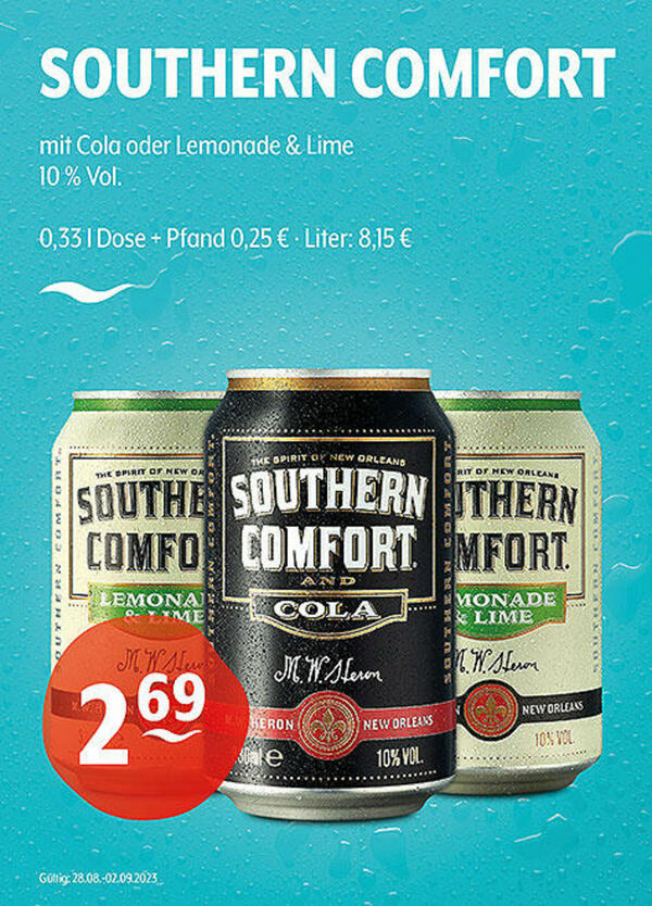 Bild 1 von SOUTHERN COMFORT mit Cola oder Lemonade & Lime
10 % Vol.