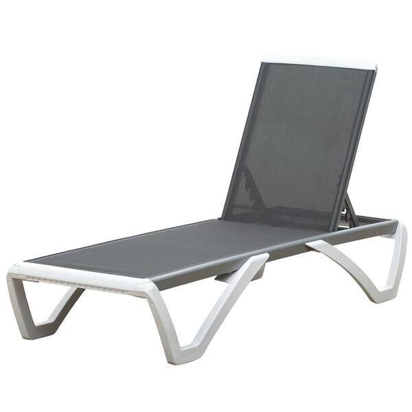 Bild 1 von Outsunny Gartenliege verstellbar grau, weiß 170-195 x 67,5 x 95 cm (LxBxH)   Sonnenliege Relaxliege klappbare Strandliege