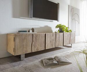 Lowboard Live-Edge 220 cm Akazie Champagner massiv 6 Türen