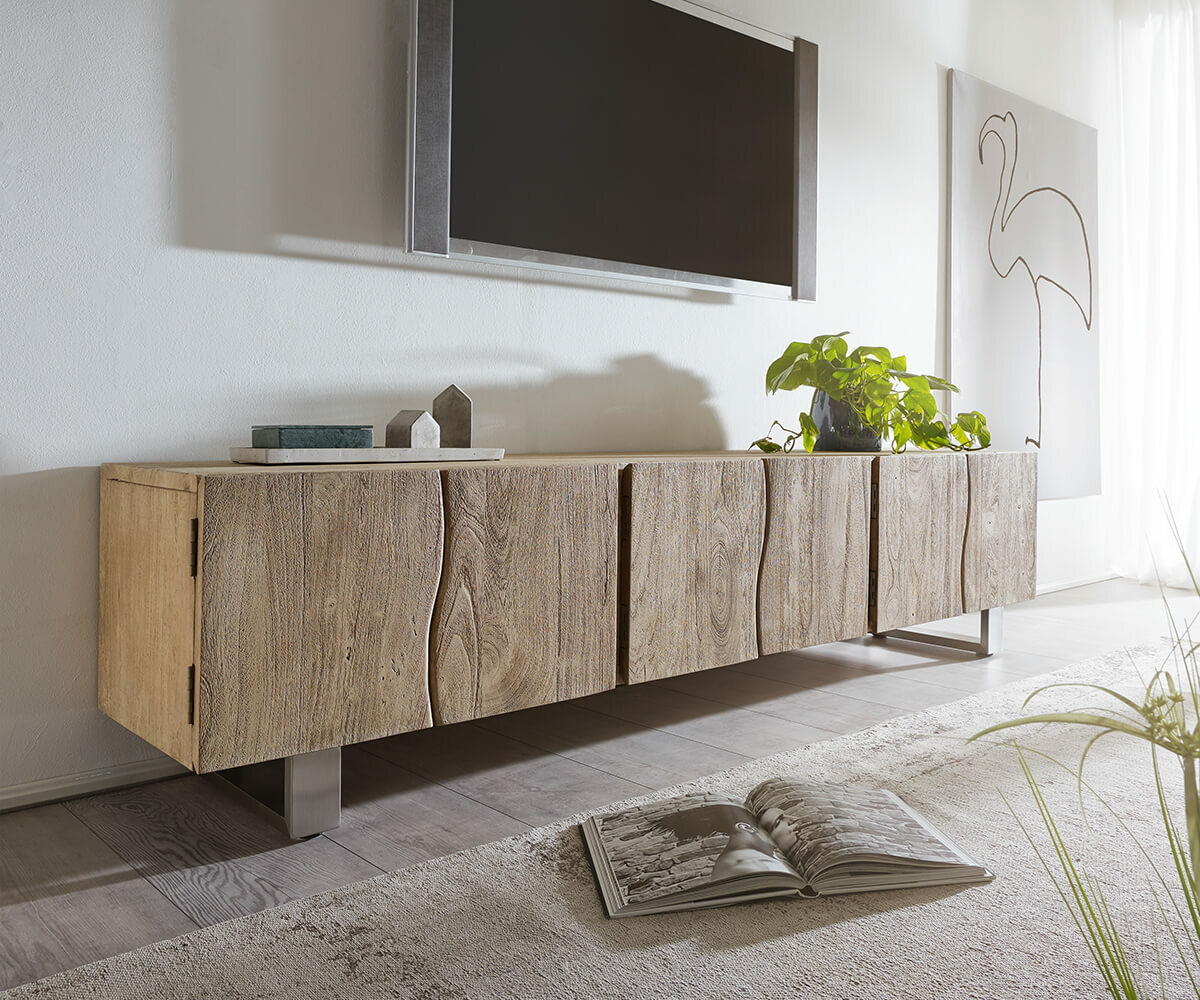 Bild 1 von Lowboard Live-Edge 220 cm Akazie Champagner massiv 6 Türen