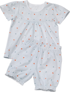 PUSBLU Kinder Schlafanzug, Gr. 92, aus Bio-Baumwolle, weiß, blau