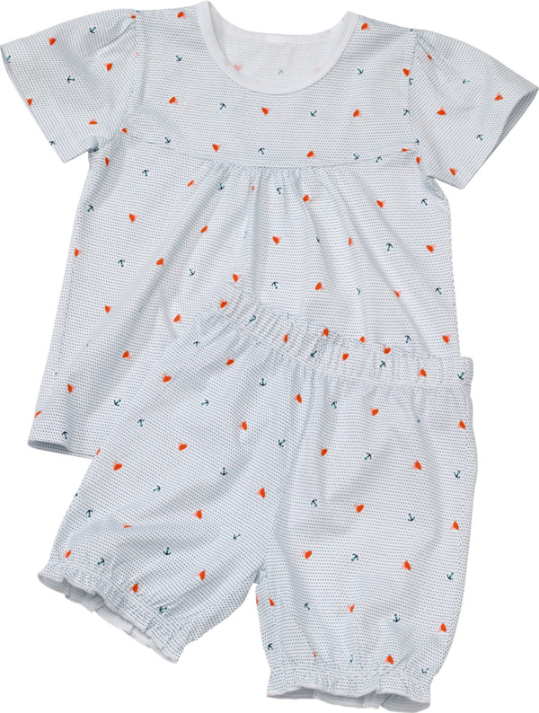 Bild 1 von PUSBLU Kinder Schlafanzug, Gr. 92, aus Bio-Baumwolle, weiß, blau