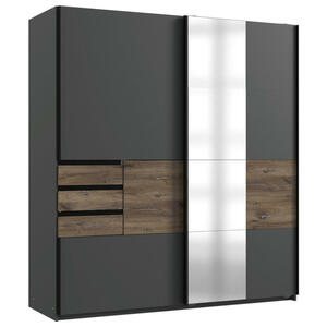 Modante SCHWEBETÜRENSCHRANK Graphit, Eiche