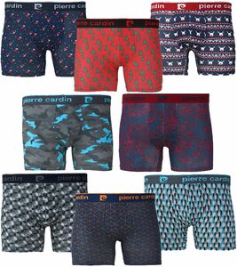 Pierre Cardin Herren Boxershorts mit weihnachtlichen, geometrischen, floralen und Camouflage Mustern PCU78 Blau, Grau, Rot