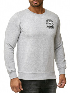 RUSTY NEAL R-19104 Sweatshirt Pullover modischer Herren Sweater mit großem Rücken-Print Grau