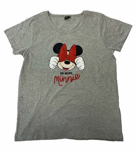 Disney Minnie Mouse Damen T-Shirt süßes Baumwoll-Shirt Freizeit-Shirt Urlaubs-Shirt Comic-Shirt Grau