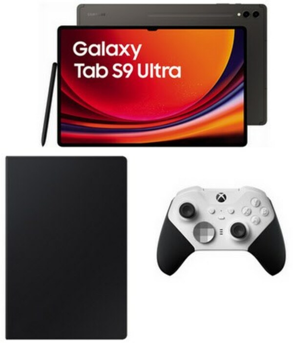 Bild 1 von Galaxy Tab S9 Ultra (256GB) WiFi Tablet graphit inkl. Book Cover Keyboard + Xbox Elite Wireless Cont