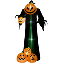 Bild 1 von HOMCOM 240 cm Aufblasbar Kürbisgeist, Halloween Horror Deko mit LED Beleuchtung, Halloween-Dekoration, Wasserdichte Luftfigur, Polyester, für Indoor, Outdoor