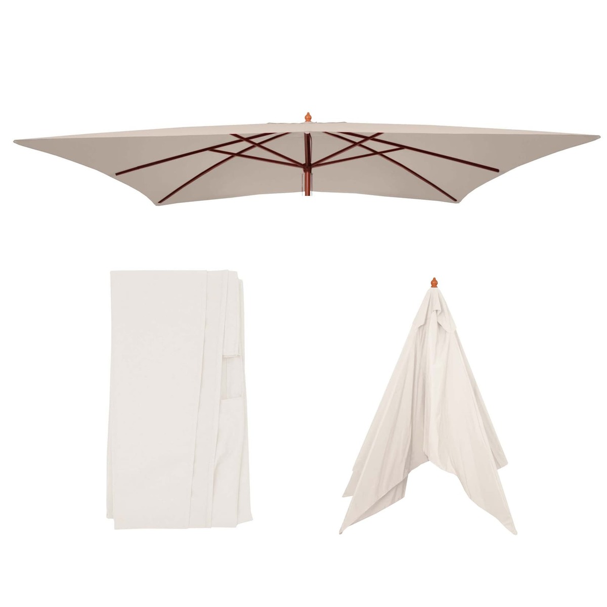 Bild 1 von Ersatz-Bezug für Sonnenschirm Lissabon 3x4m, Sonnenschirmbezug Ersatzbezug, Polyester ~ creme