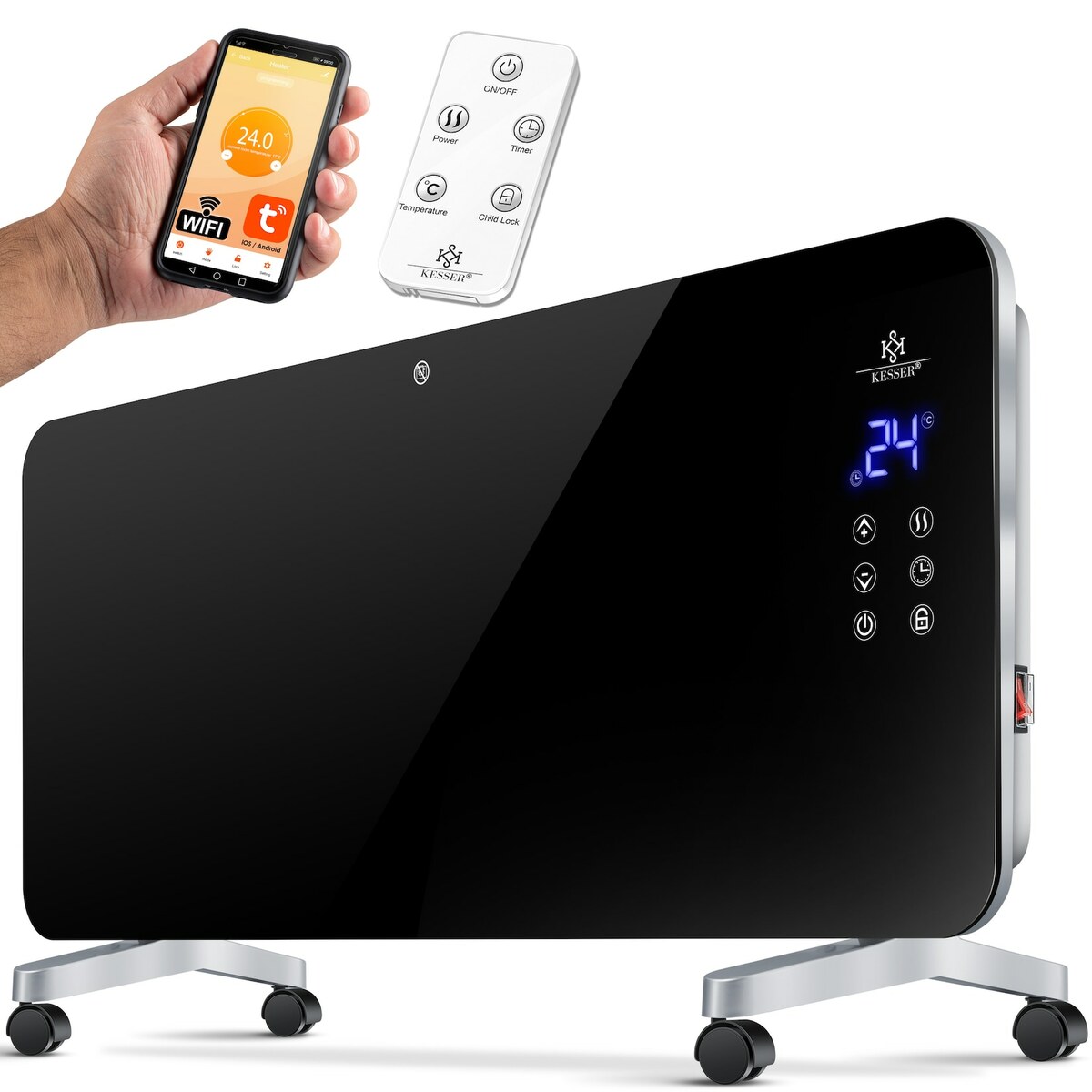 Bild 1 von KESSER® Elektro Glasheizung Konvektor Elektroheizung Heizung Heizkörper Touch Display