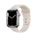 Bild 1 von APPLE Watch Series 7 (GPS + Cellular) 45mm Smartwatch Fluorelastomer, 140 - 220 mm, Armband: Polarstern, Gehäuse: Silber