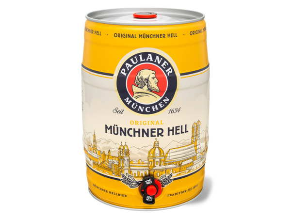 Paulaner Original Münchner Hell 5 Liter Bierfass mit Zapfhahn, Pfandfrei  4,9 % Vol von Lidl ansehen!