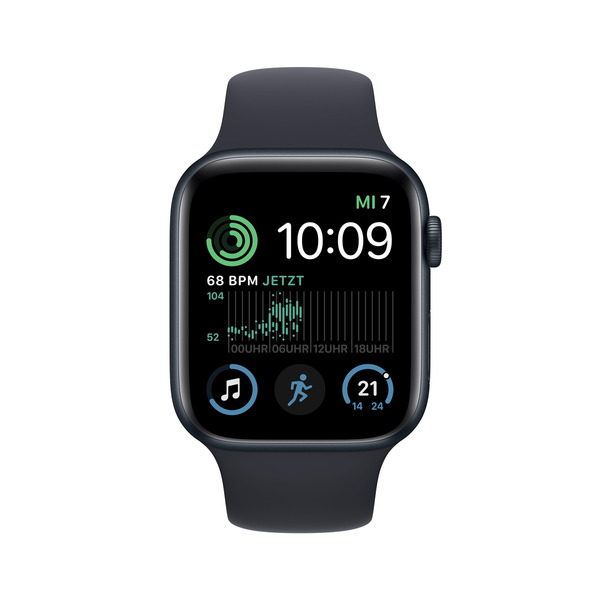 Bild 2 von APPLE Watch SE (2022), GPS, 44mm Smartwatch, Aluminiumgehäuse, Fluorelastomer, 140 - 220 mm, Mitternacht