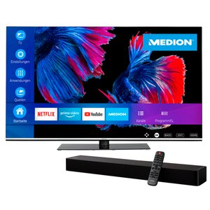 MEDION LIFE® X15564 (MD 32355) OLED Smart-TV, 138,8 cm (55'') Ultra HD + MEDION® LIFE® P61155 2.0 Soundbar - ARTIKELSET