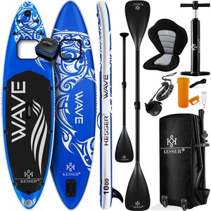 KESSER® SUP Board Aufblasbar Set mit Sichtfenster Stand Up Paddle Board Premium Surfboard Wassersport   6 Zoll Dick    Komplettes Zubehör   130kg