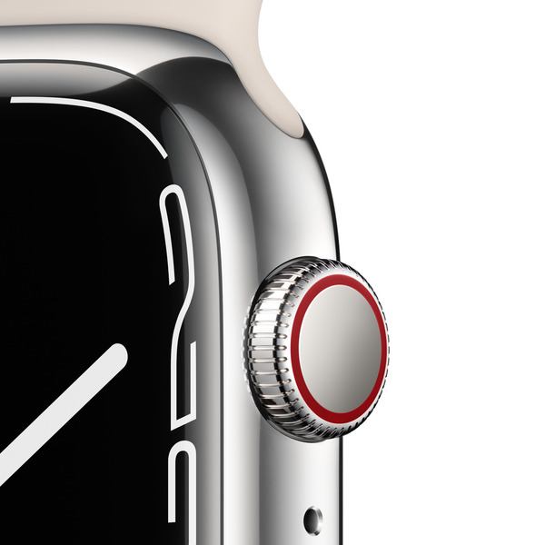 Bild 3 von APPLE Watch Series 7 (GPS + Cellular) 45mm Smartwatch Fluorelastomer, 140 - 220 mm, Armband: Polarstern, Gehäuse: Silber