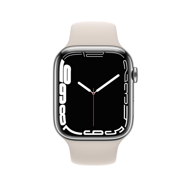 Bild 2 von APPLE Watch Series 7 (GPS + Cellular) 45mm Smartwatch Fluorelastomer, 140 - 220 mm, Armband: Polarstern, Gehäuse: Silber