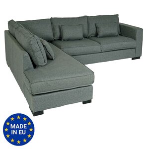 Ecksofa MCW-J58, Couch Sofa mit Ottomane links, Made in EU, wasserabweisend 295cm ~ Stoff/Textil grau