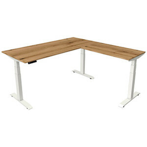 Kerkmann Move 4 elektrisch höhenverstellbarer Schreibtisch eiche rechteckig, T-Fuß-Gestell weiß 180,0 x 180,0 cm