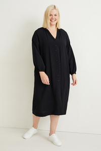 C&A Kleid mit V-Ausschnitt, Schwarz, Größe: 56