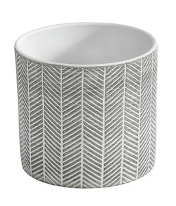 Dehner Keramik-Übertopf Paula, rund, grau/weiß