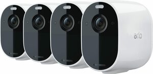 ARLO Arlo Essential Spotlight-Kamera-Set Überwachungskamera (Außenbereich, Innenbereich, Set, 4 x Arlo Essential Spotlight-Kamera, Kabellose Bewegungserkennung, Reichweite bis 91,4 m, integrie