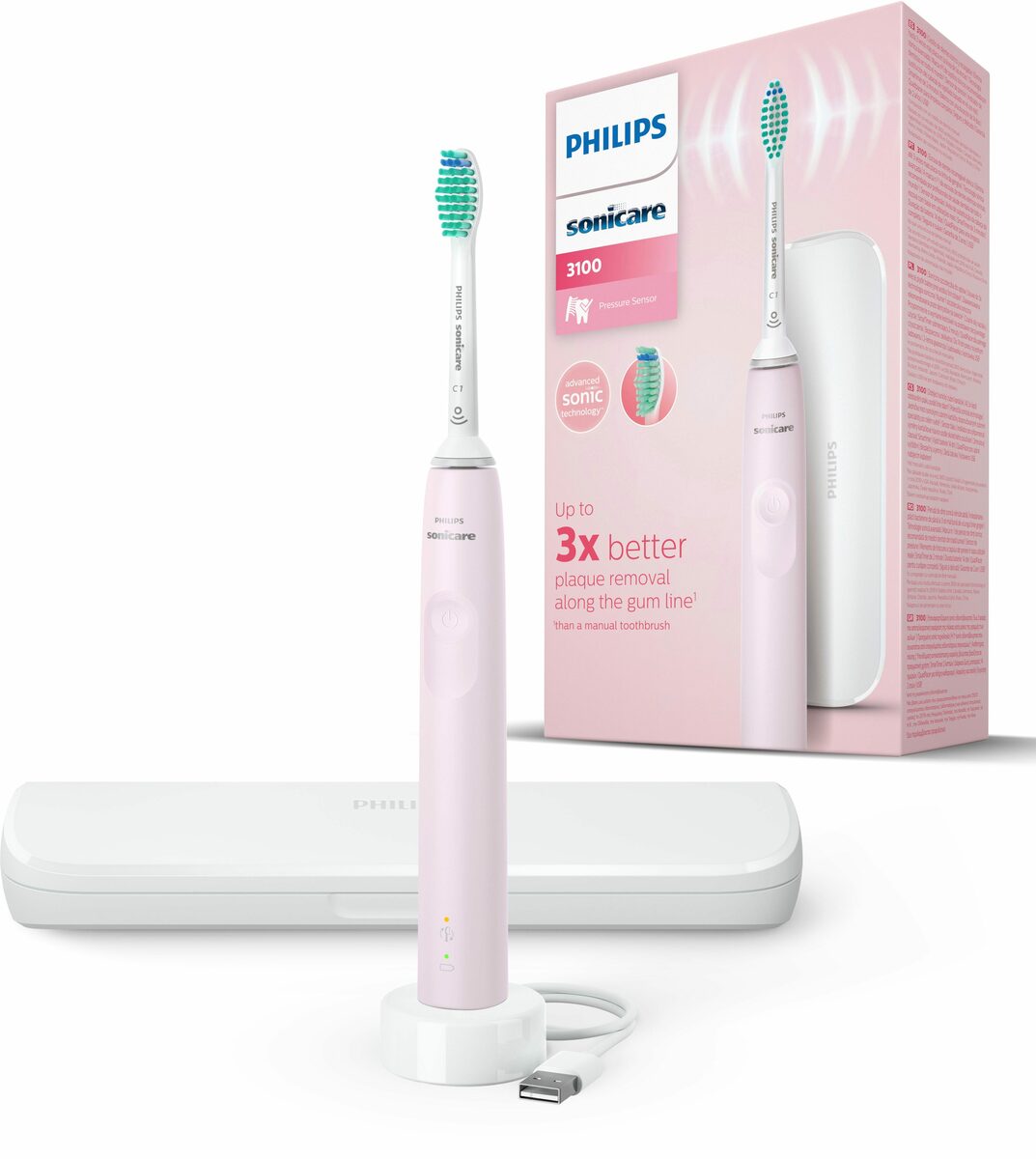 Bild 1 von Philips Sonicare Elektrische Zahnbürste Series 3100 HX3673, Aufsteckbürsten: 1 St., mit Schalltechnologie, 4-Quadranten-Timer und 2-Minuten-Timer