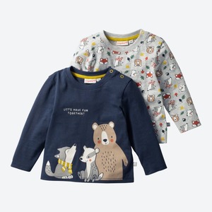 Baby-Jungen-Shirt mit Tier-Motiven, 2er-Pack