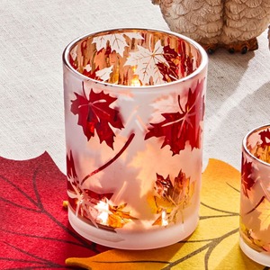 Kerzenglas mit Blätter-Design, verschiedene Größen