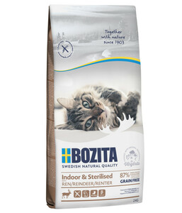 BOZITA Trockenfutter für Katzen Indoor & Sterilised Grain Free Reindeer, Rentier