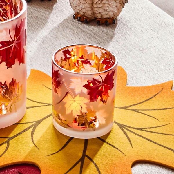 Bild 1 von Kerzenglas mit Blätter-Design, verschiedene Größen